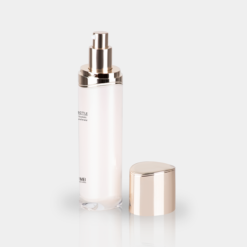 High Quality Skincare Packaging Double-Layer White Plastic Bottle with Golden Cap