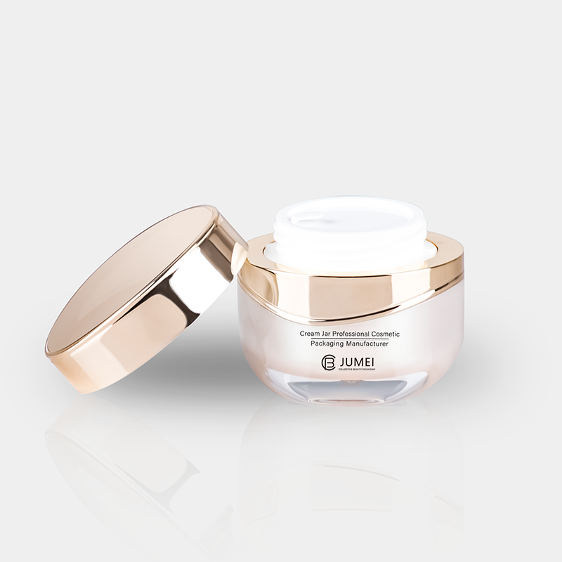 Modern Design Oval Cosmetic Jar White Face Cream Packaging with Golden Cap