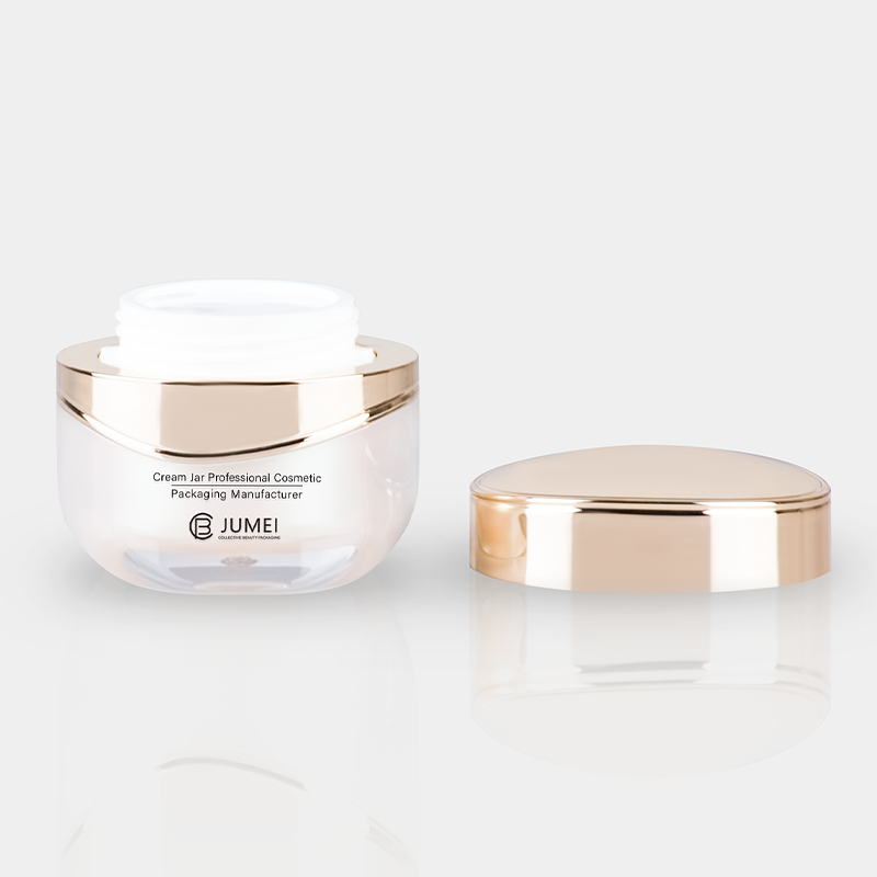 Modern Design Oval Cosmetic Jar White Face Cream Packaging with Golden Cap