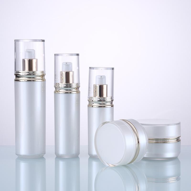 In Stock New Style Plastic Cosmetic Packaging White Acrylic Lotion Bottle with Transparent Cap