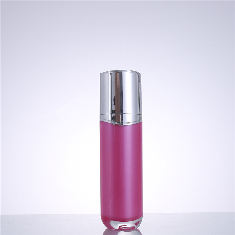 Customized Oval Double-Layer Bright Pink Acrylic Lotion Bottle for Cosmetics