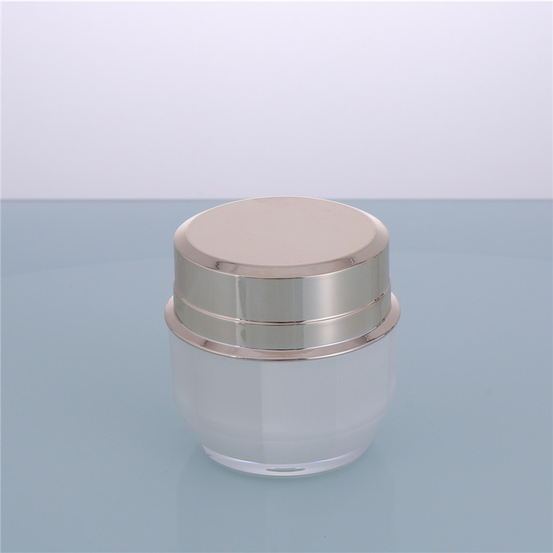 Plastic Cosmetic Container Cylindrical and Octagonal Pearl White Acrylic Face Cream Jar