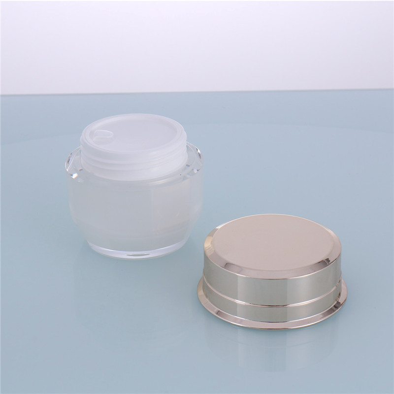 Plastic Cosmetic Container Cylindrical and Octagonal Pearl White Acrylic Face Cream Jar