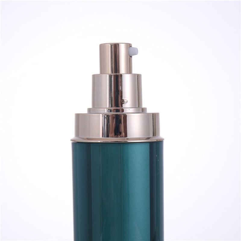 Classic Cosmetic Packaging Cylindrical Emerald Green Acrylic/PS Bottle with Golden Pump