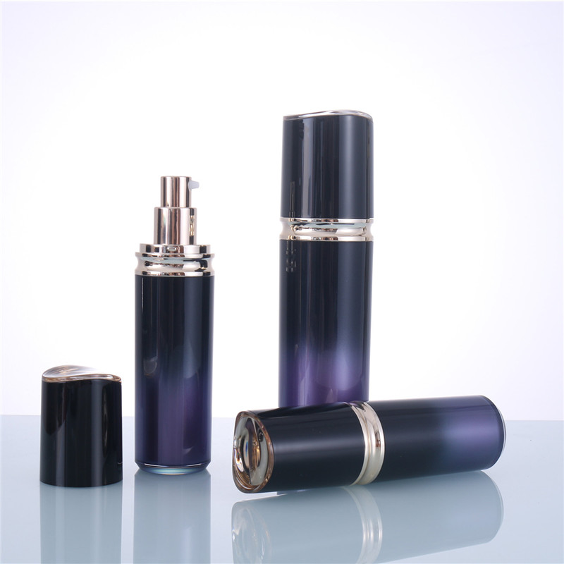 Modern Gradient Color Cosmetic Packaging Cylindrical Black and Purple Acrylic Bottle