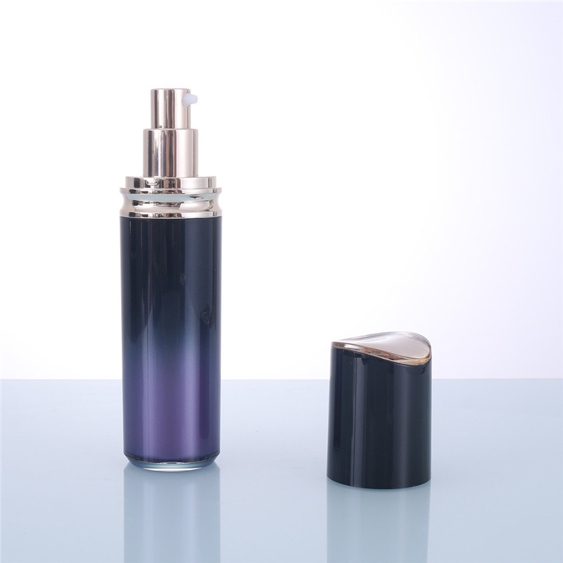 Modern Gradient Color Cosmetic Packaging Cylindrical Black and Purple Acrylic Bottle