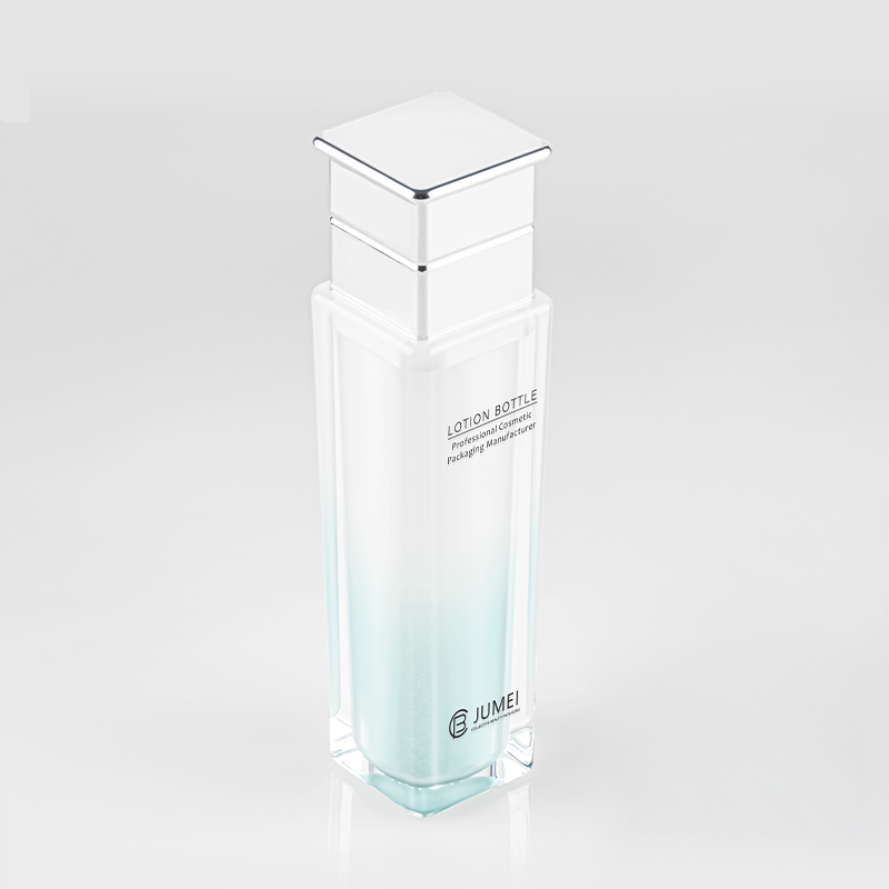 Color Gradient Acrylic Cosmetic Packaging Rectangular Watery Blue Plastic Lotion Bottle