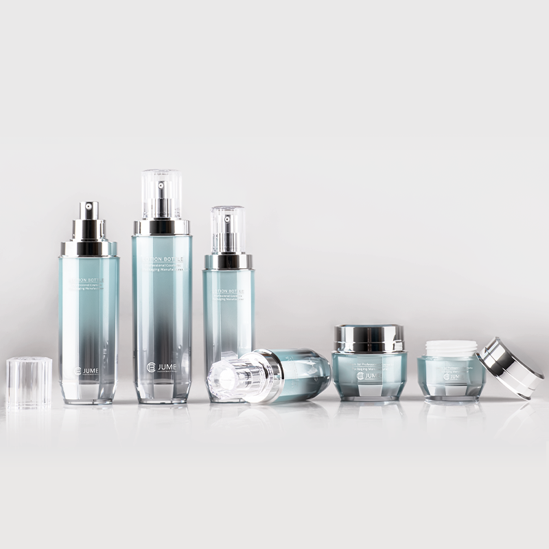 Exquisite Cosmetic Packaging for Skincare Product Silvery and Gradient Light Blue Cream Jar