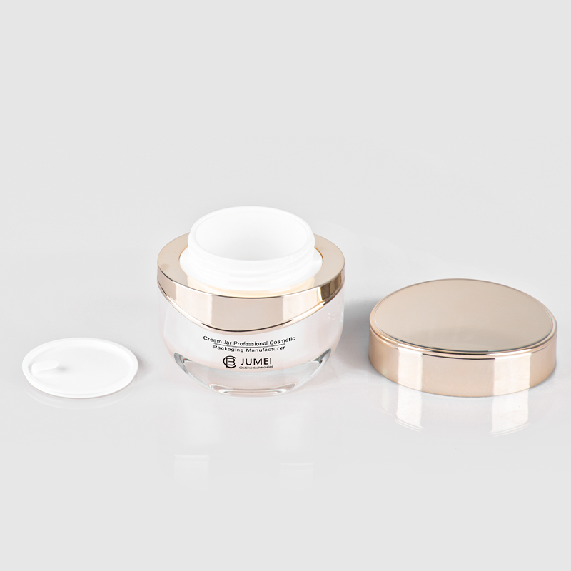 Modern Design Oval Cosmetic Jar White Face Cream Packaging with Golden Cap