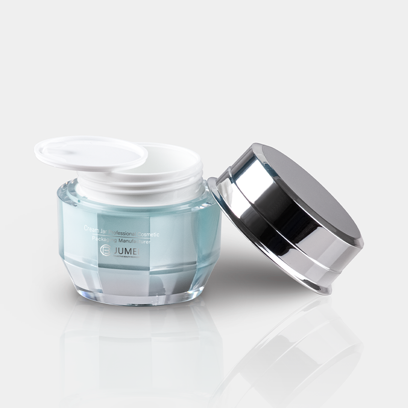 Exquisite Cosmetic Packaging for Skincare Product Silvery and Gradient Light Blue Cream Jar