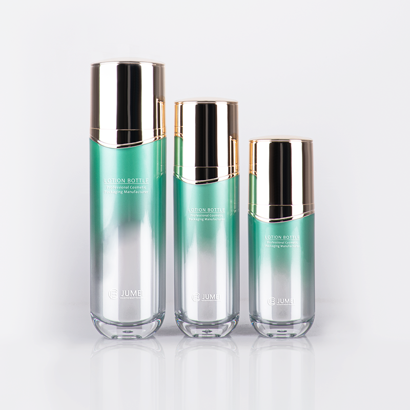 Silvery and Gradient Green Acrylic Bottle for Toner and Emulsion Plastic Cosmetic Container