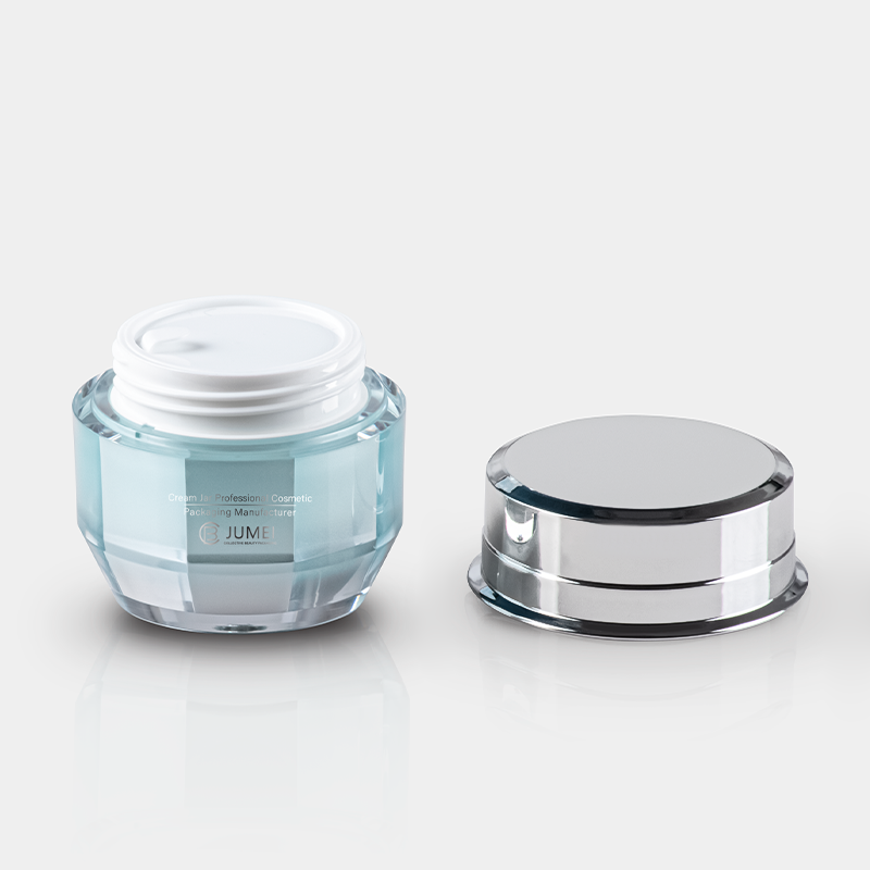 Exquisite Cosmetic Packaging for Skincare Product Silvery and Gradient Light Blue Cream Jar