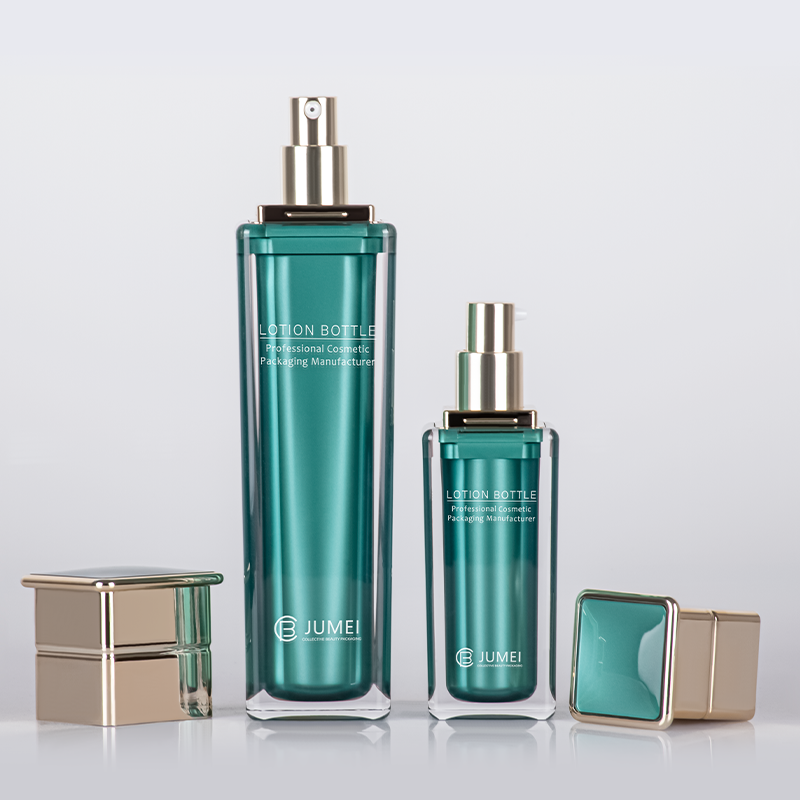 High-Grade Plastic Cosmetic Packaging Luxury Dark Green Acrylic Emulsion Bottle