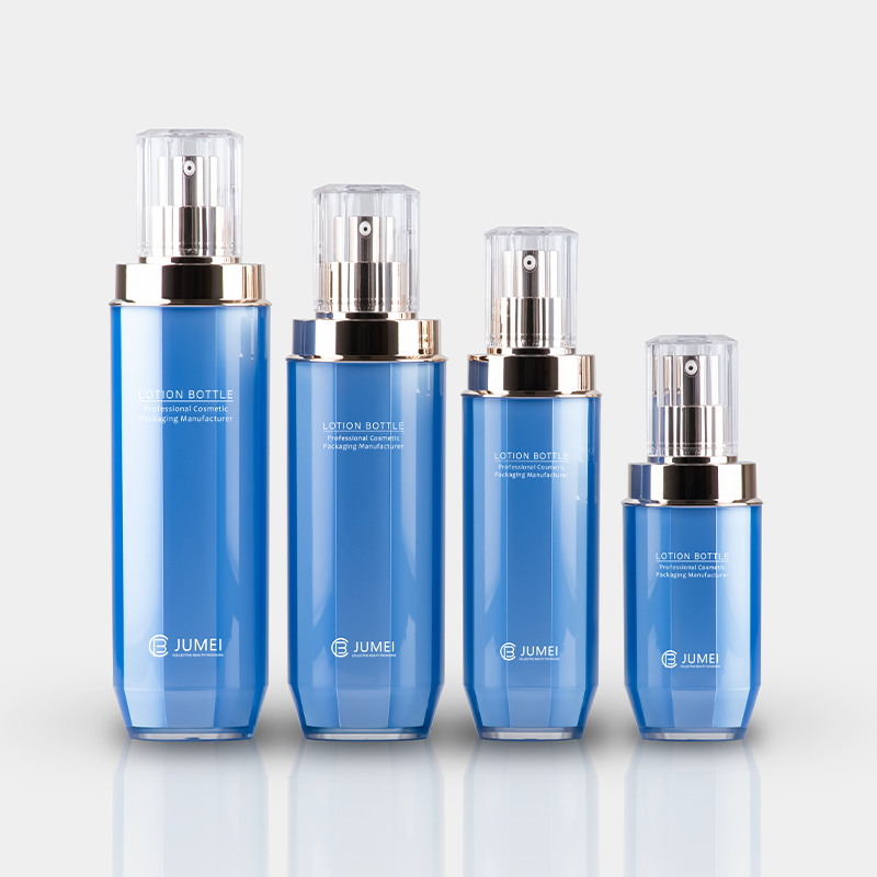 High Quality Cosmetic Packaging Blue Acrylic/PS Bottle for Lotion and Emulsion with Golden Pump