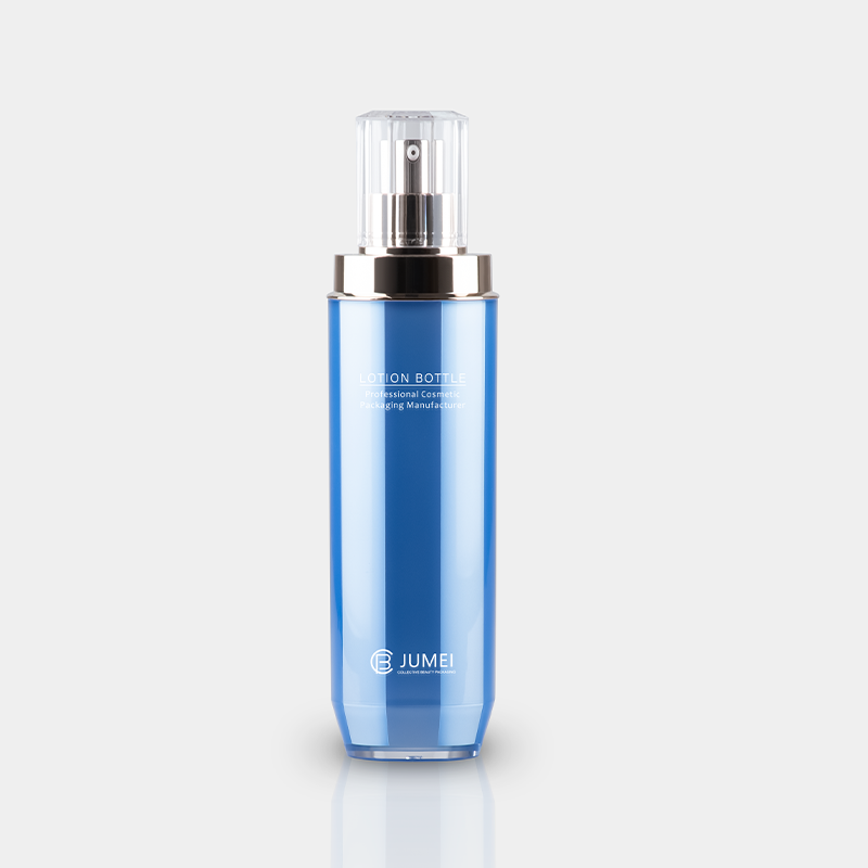 High Quality Cosmetic Packaging Blue Acrylic/PS Bottle for Lotion and Emulsion with Golden Pump