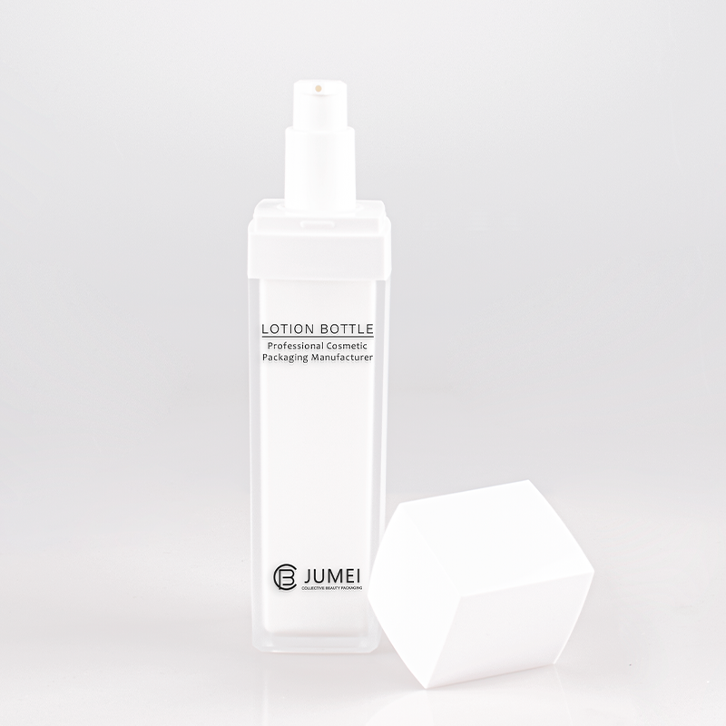 In Stock Beauty Cosmetic Packaging Square Frosted Acrylic Bottle with White Cap