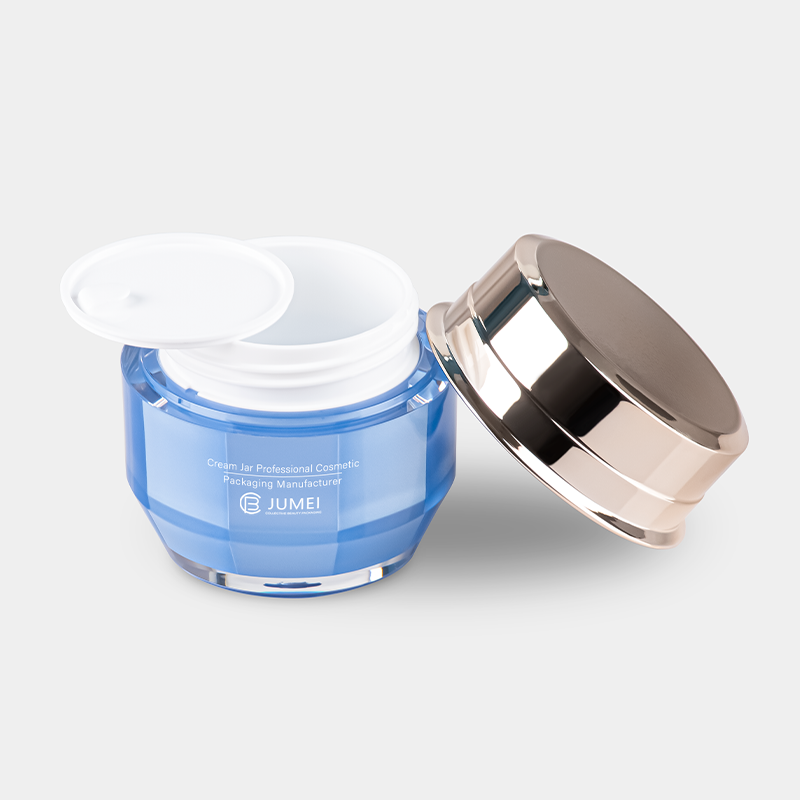 High-End Plastic Cosmetic Container 15g 30g 50g Blue Acrylic Jar for Cream