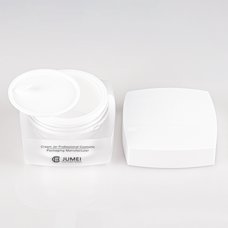 In Stock Beauty Cosmetic Packaging Square Frosted Acrylic Bottle with White Cap