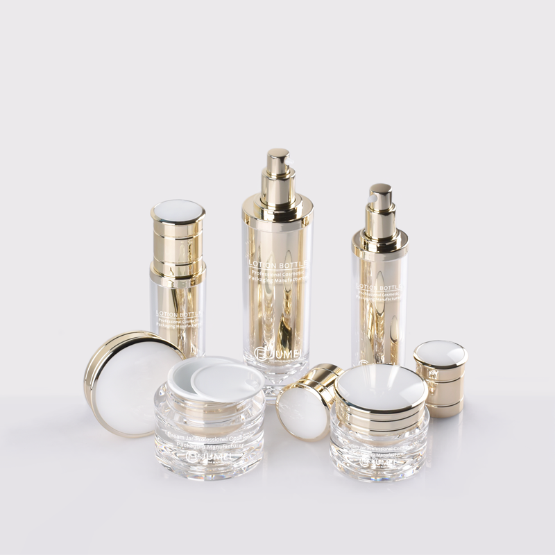 Golden Acrylic Luxury Cosmetic Packaging Bottles and Jars for skincare