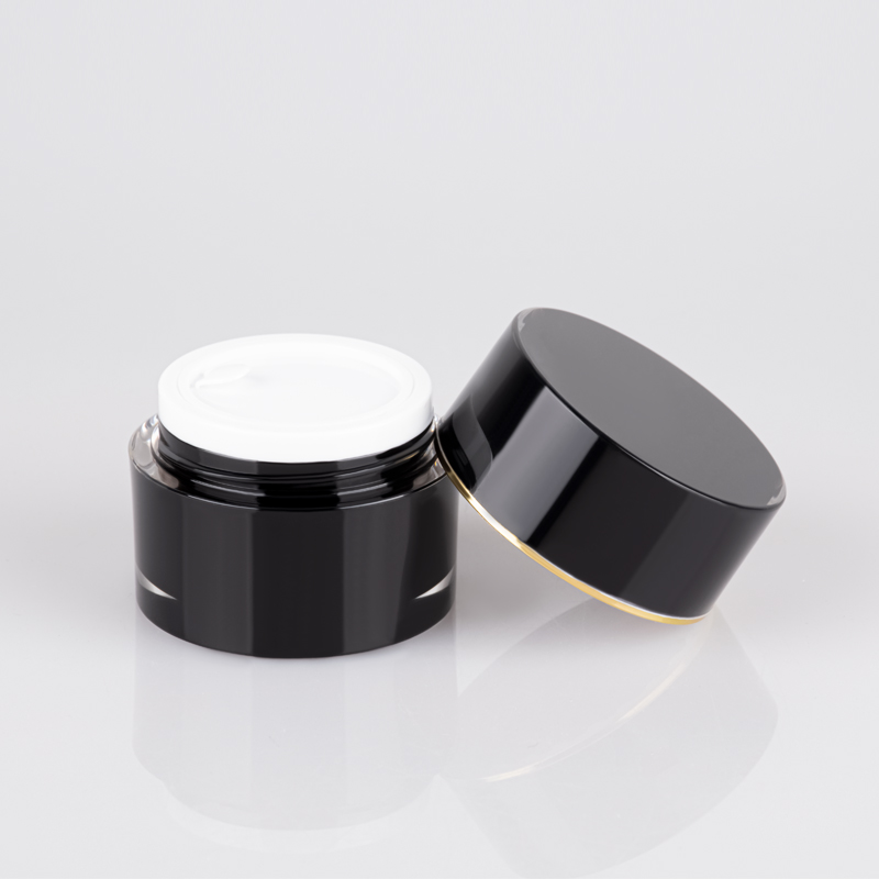 Skincare Product Packaging in Small Size Cylindrical Mini Black Acrylic Cream Jar