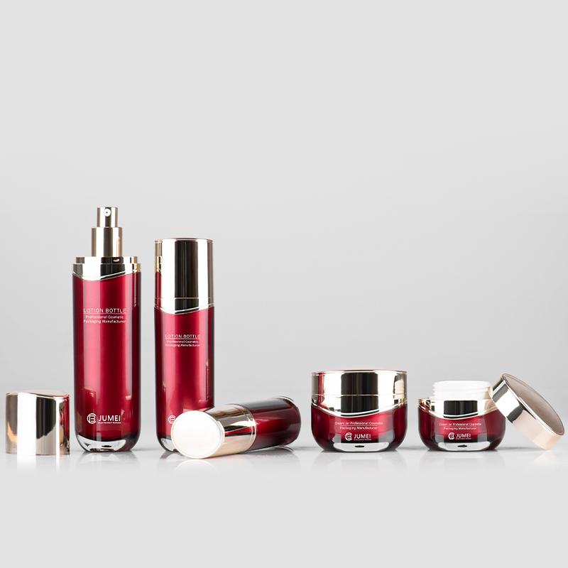 Luxury Cosmetic Packaging Dark Red Acrylic Bottle for Lotion and Serum