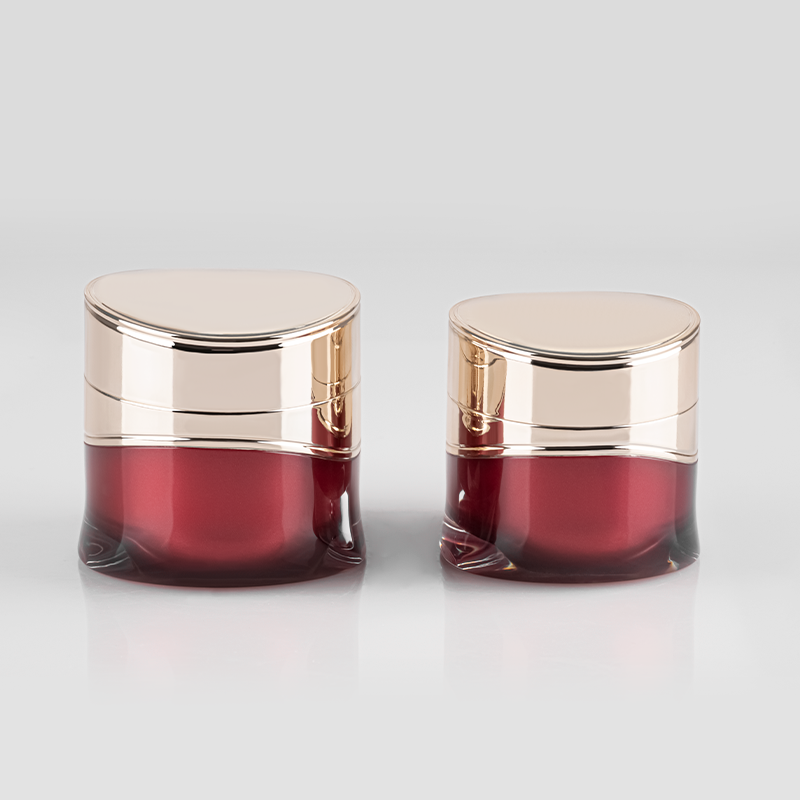 Oval Outside and Cylindrical Inside Cosmetic Packaging Dark Red Cream Jar