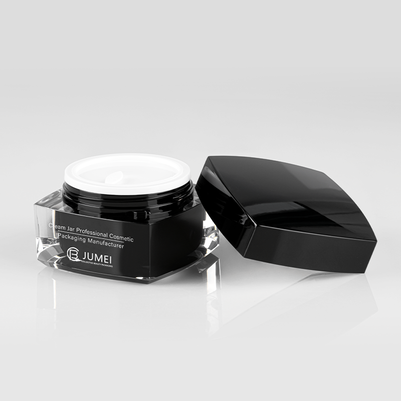 High Quality Plastic Packaging Square Black Acrylic Jar for Face Cream