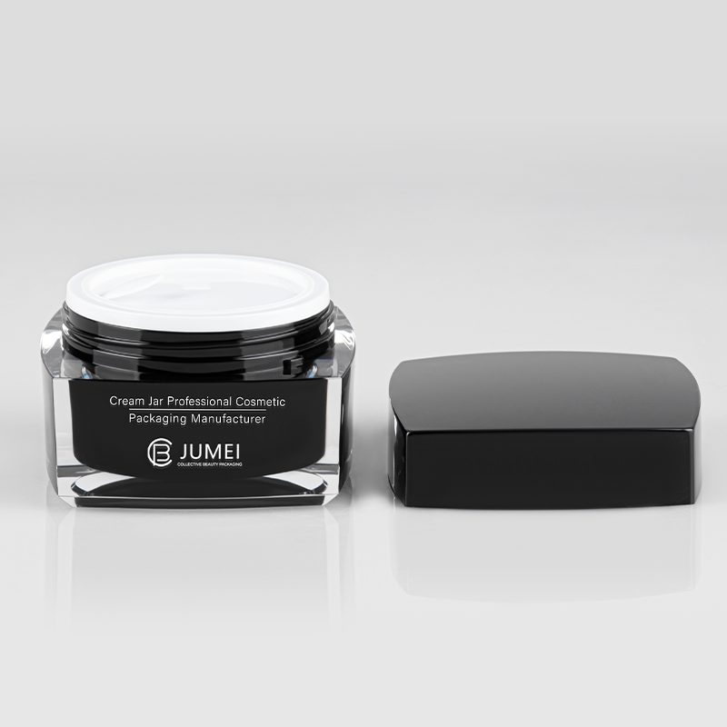 High Quality Plastic Packaging Square Black Acrylic Jar for Face Cream