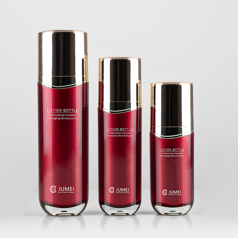 Luxury Cosmetic Packaging Dark Red Acrylic Bottle for Lotion and Serum