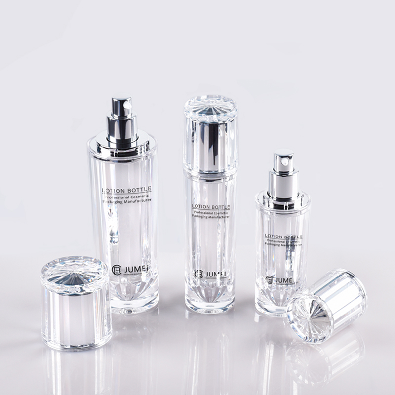 High Quality Silver Plastic Cosmetic Packaging Sets Acrylic Lotion Bottles and Cream Jars