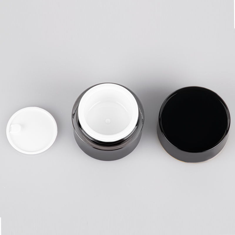 Skincare Product Packaging in Small Size Cylindrical Mini Black Acrylic Cream Jar