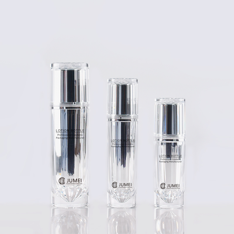 High Quality Silver Plastic Cosmetic Packaging Sets Acrylic Lotion Bottles and Cream Jars