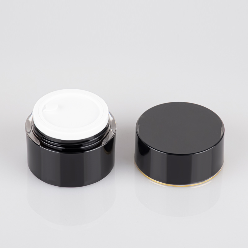 Skincare Product Packaging in Small Size Cylindrical Mini Black Acrylic Cream Jar