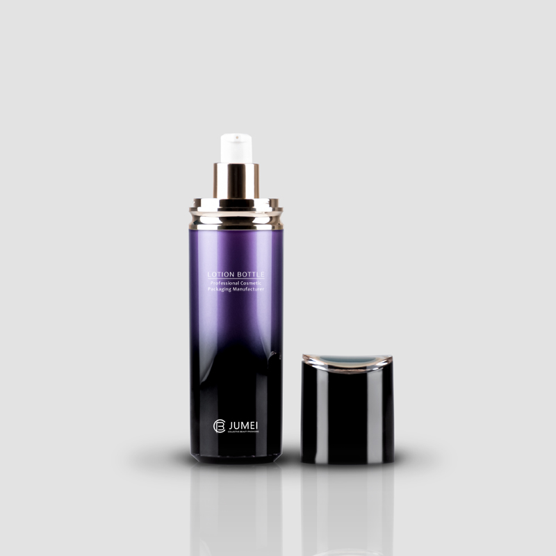 Double-Layer Plastic Cosmetic Packaging Round Black and Purple Acrylic Bottle for Lotion