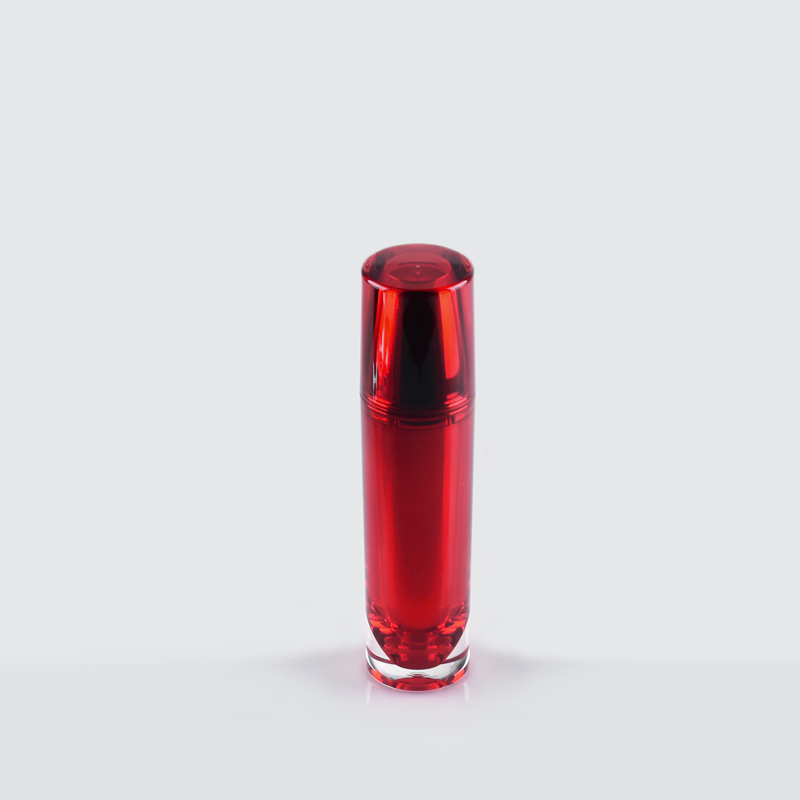 Elegant Red Plastic Packaging Cylindrical Acrylic Emulsion Bottles with Custom Logo