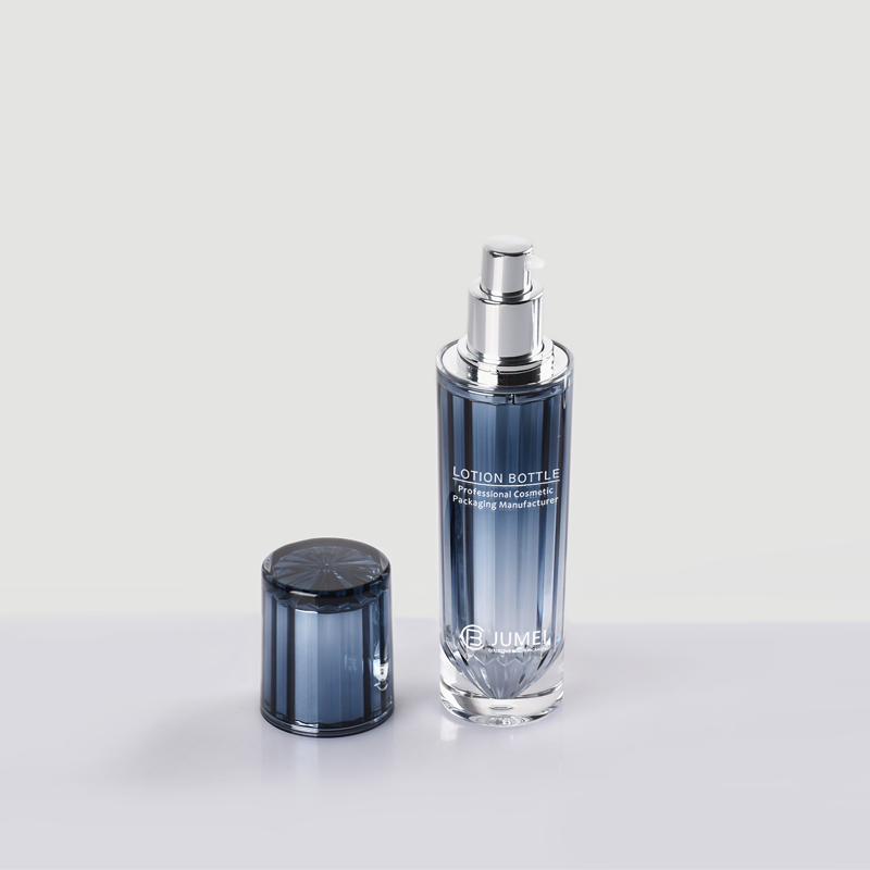 Customized Blue Acrylic Cosmetic Lotion Bottle with Silvery Inner Bottle