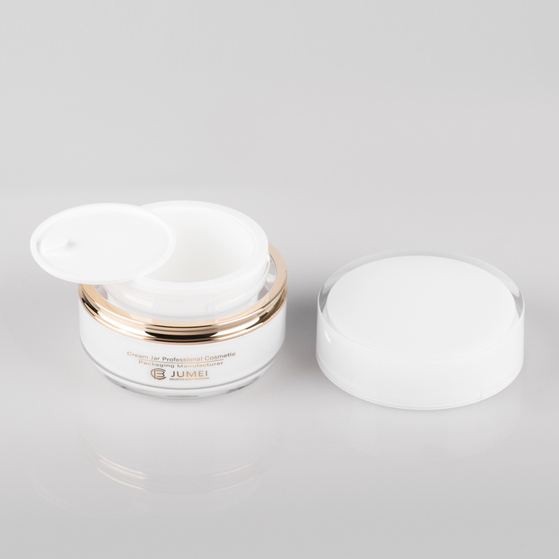 Latest High Quality Double Layer Cosmetic Container Cylindrical White Acrylic Cream Jar