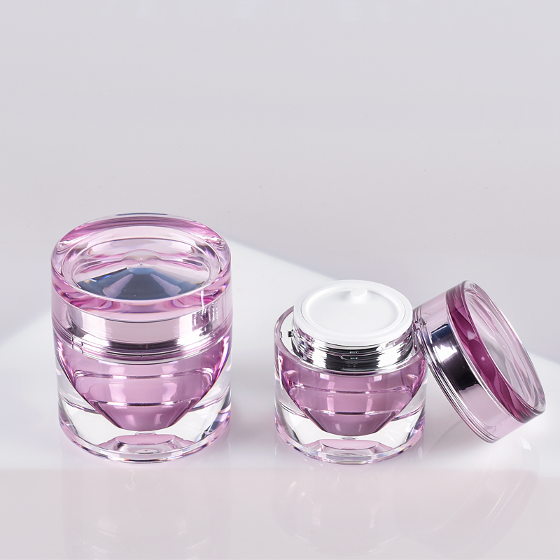 Customized Double-Wall Purple Plastic Acrylic Jars and Lotion Bottles