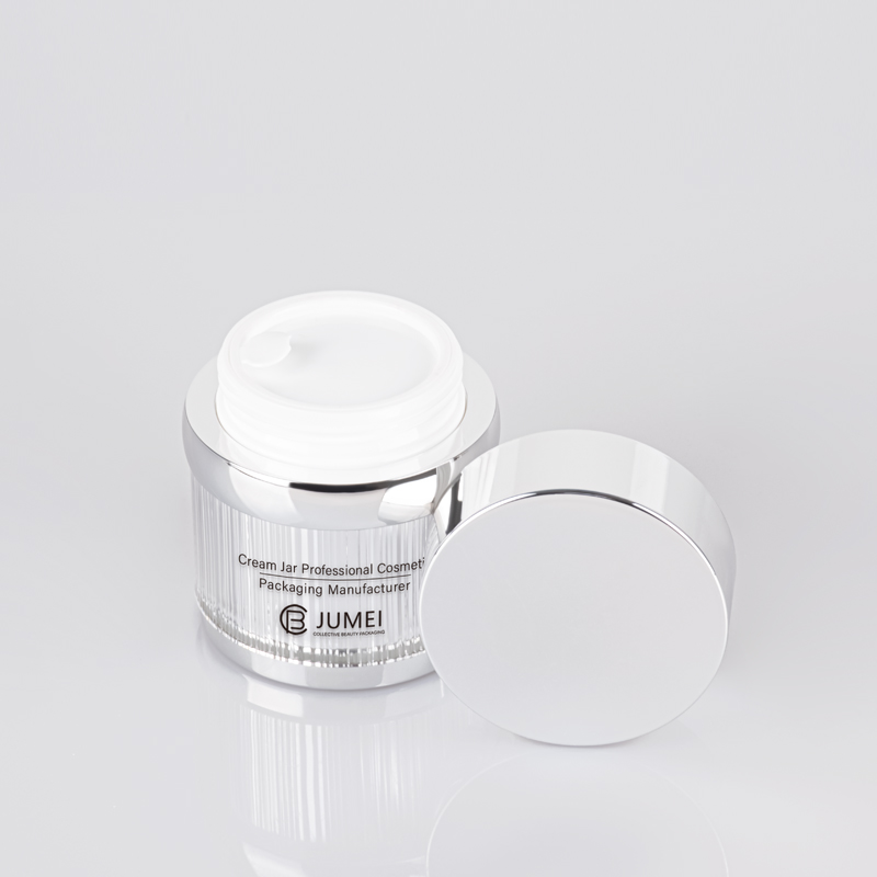 Latest Product Striped Bright Silvery Acrylic Cream Jar for Skincare Products