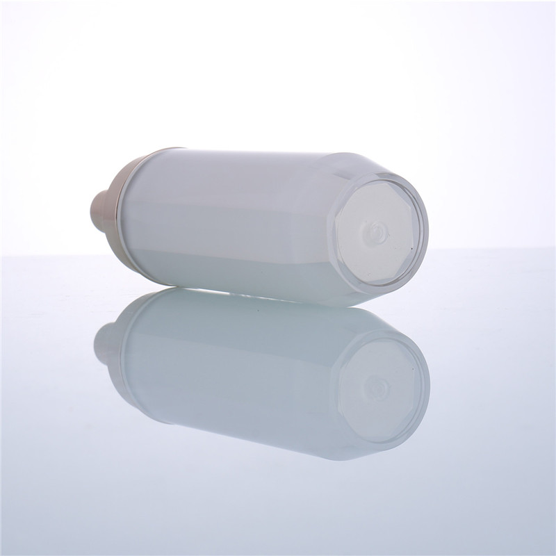 Cylindrical Outside and Octagonal Inside Pearl White Acrylic/PS Bottle for Lotion and Cream