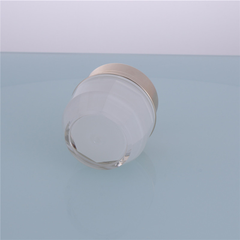 Plastic Cosmetic Container Cylindrical and Octagonal Pearl White Acrylic Face Cream Jar