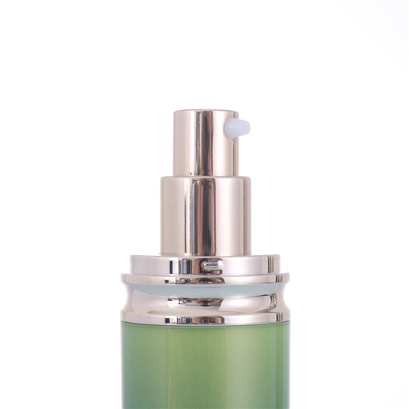 New Design Unique Plastic Containers Cylindrical Green Cosmetic Bottle with Specular Cap