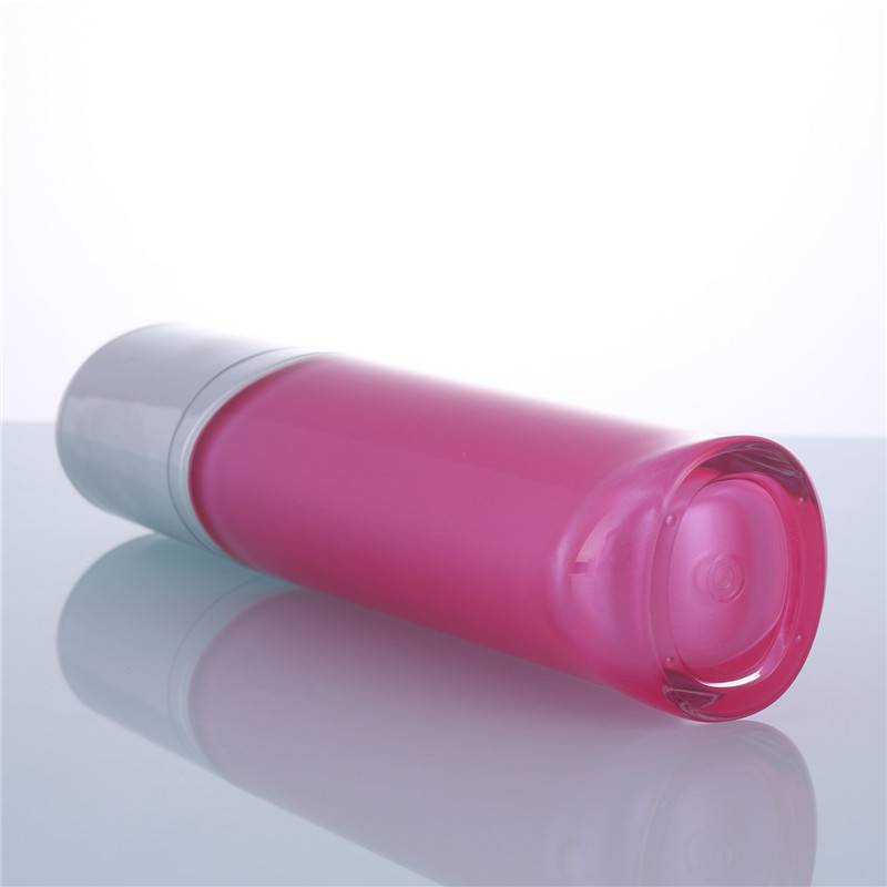 Customized Oval Double-Layer Bright Pink Acrylic Lotion Bottle for Cosmetics