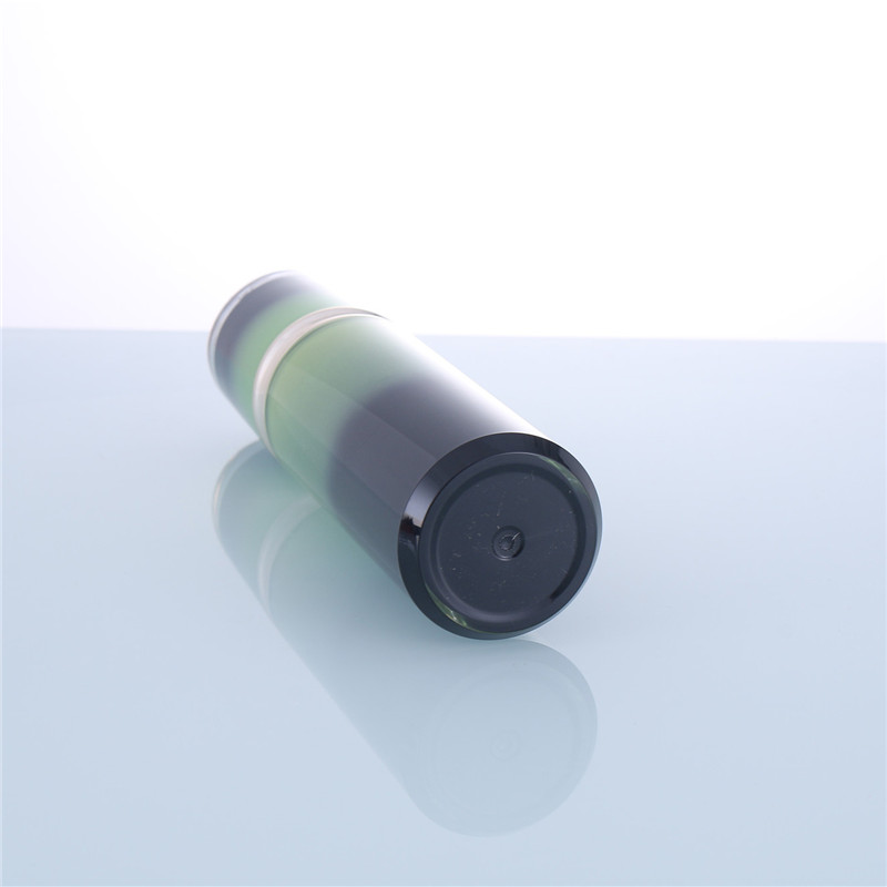 New Design Unique Plastic Containers Cylindrical Green Cosmetic Bottle with Specular Cap