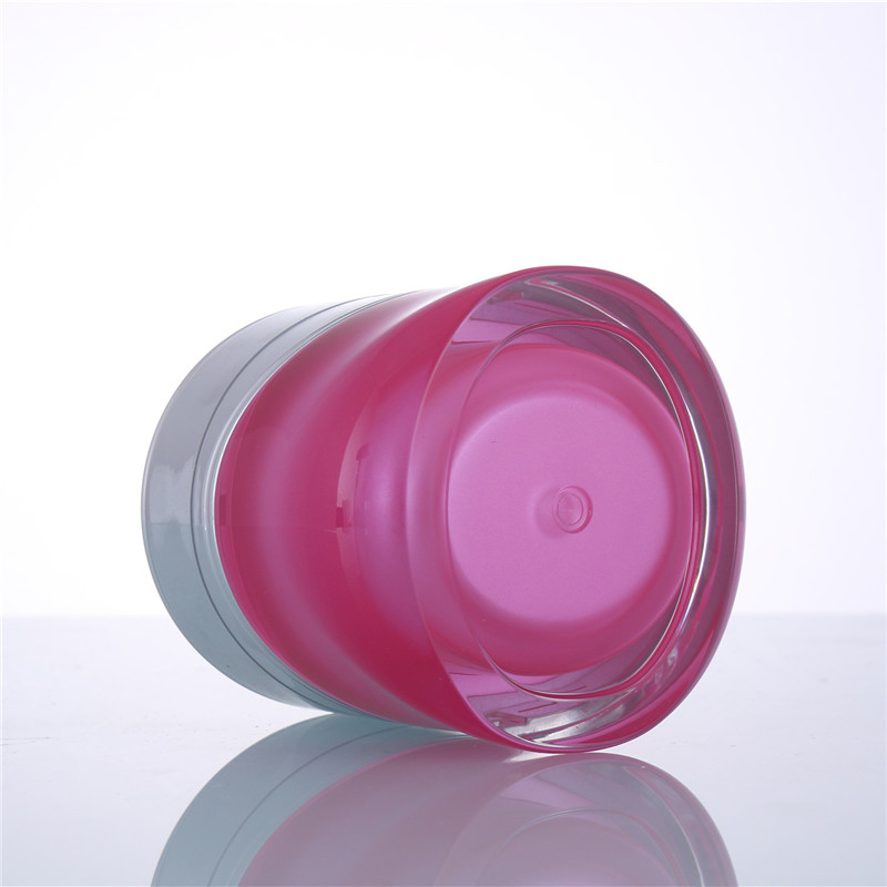 Beauty Packaging Oval Bright Pink Acrylic Jar with Silvery Cap for Cosmetics