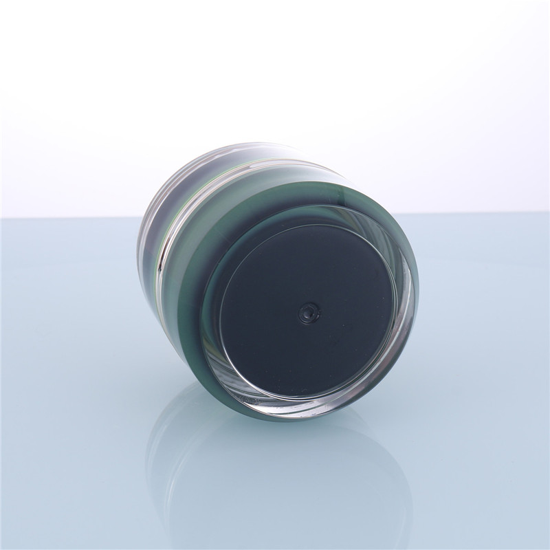 Fresh Cosmetic Plastic Container Cylindrical Gradient Green Acrylic Jar with Specular Cap